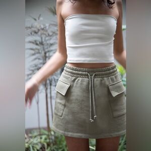 OAK + FORT Olive Cargo Mini Skirt